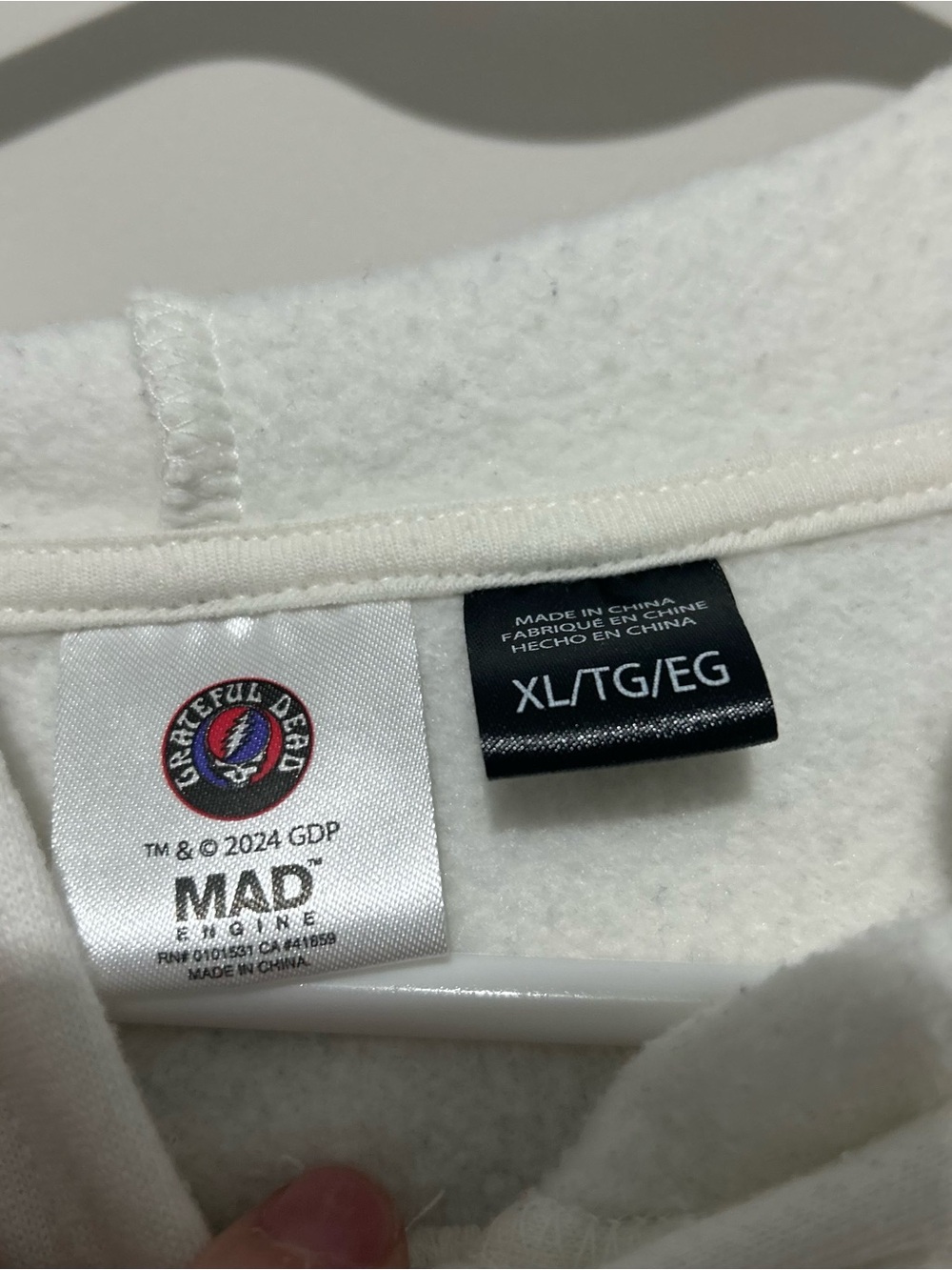 Grateful Dead Graphic White Hoodie Sweatshirt Size XL - Picture 2 of 4